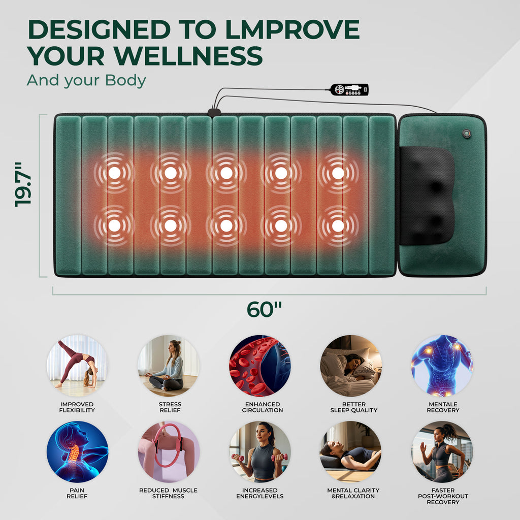 Himouta Full Body Massage Mat with Heat, Massage Chair Pad for Neck, Back, Waist, Legs