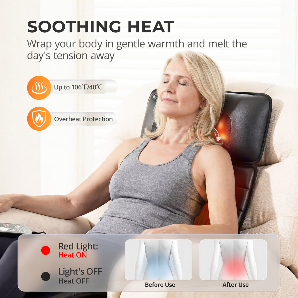 Himouta Massage Mat with Detachable Neck Massager,Vibrating Back Massager Pad