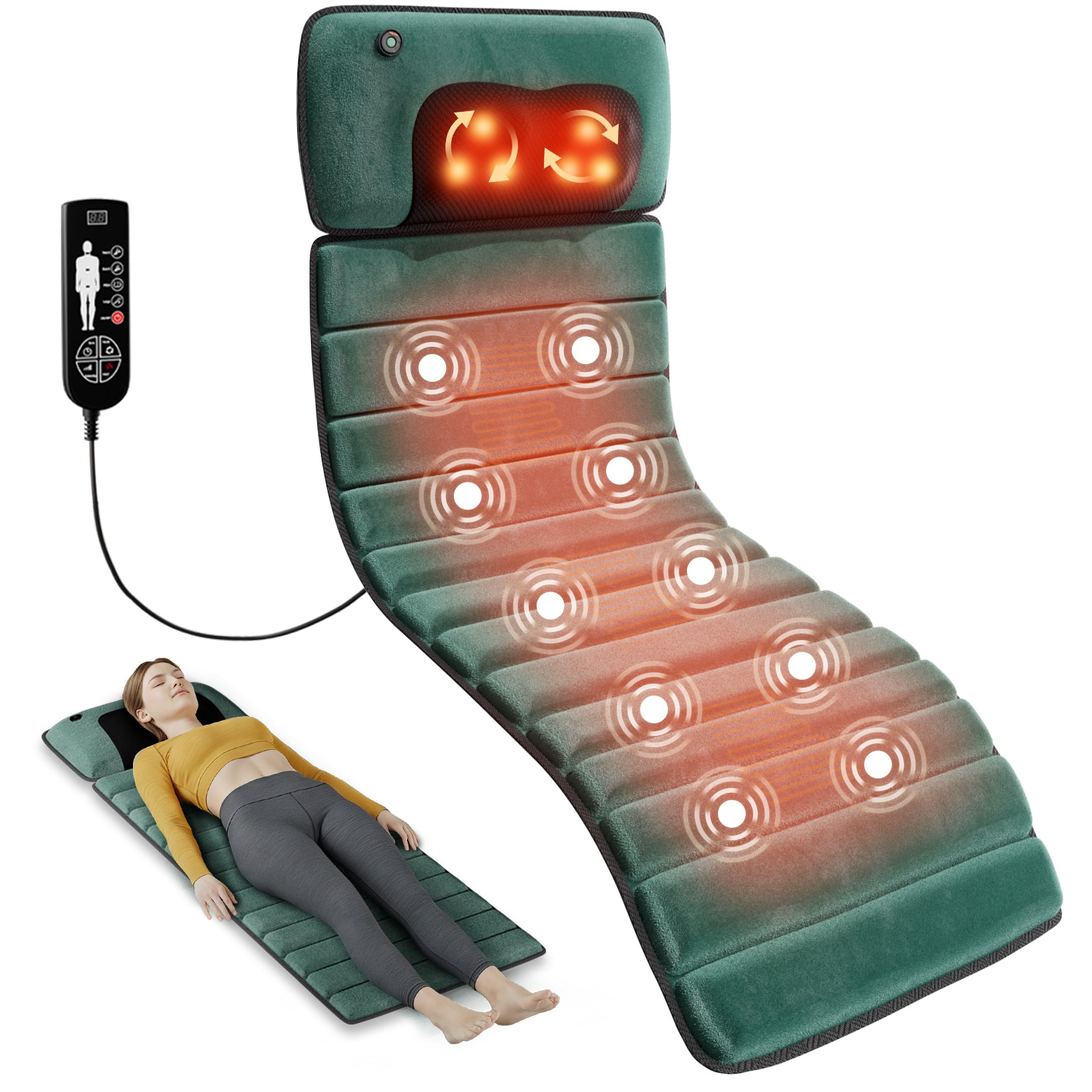 Himouta Full Body Massage Mat with Heat, Massage Chair Pad for Neck, Back, Waist, Legs