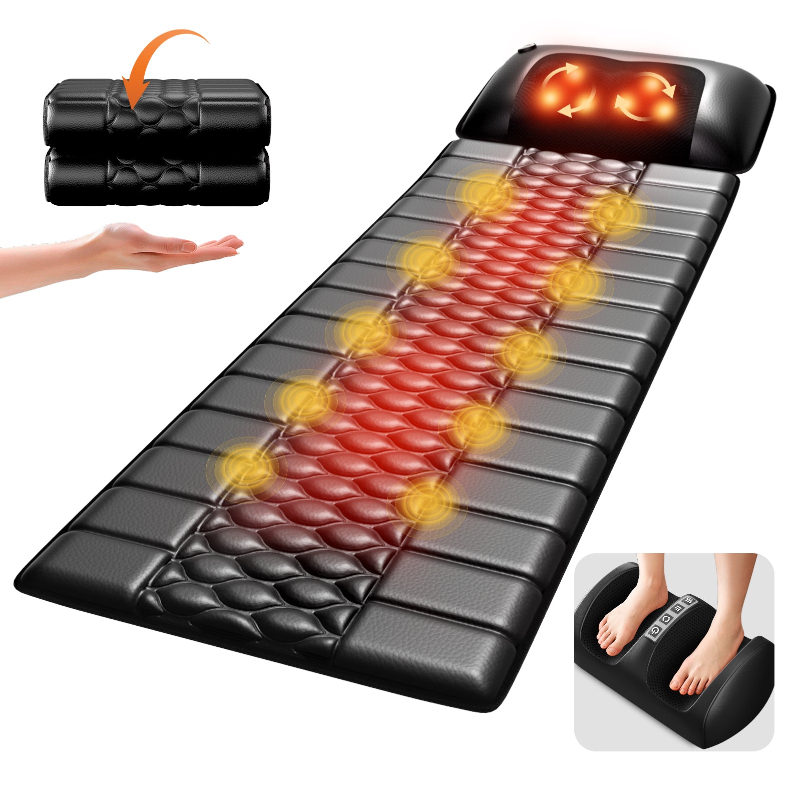 Himouta Massage Mat with Detachable Neck Massager,Vibrating Back Massager Pad