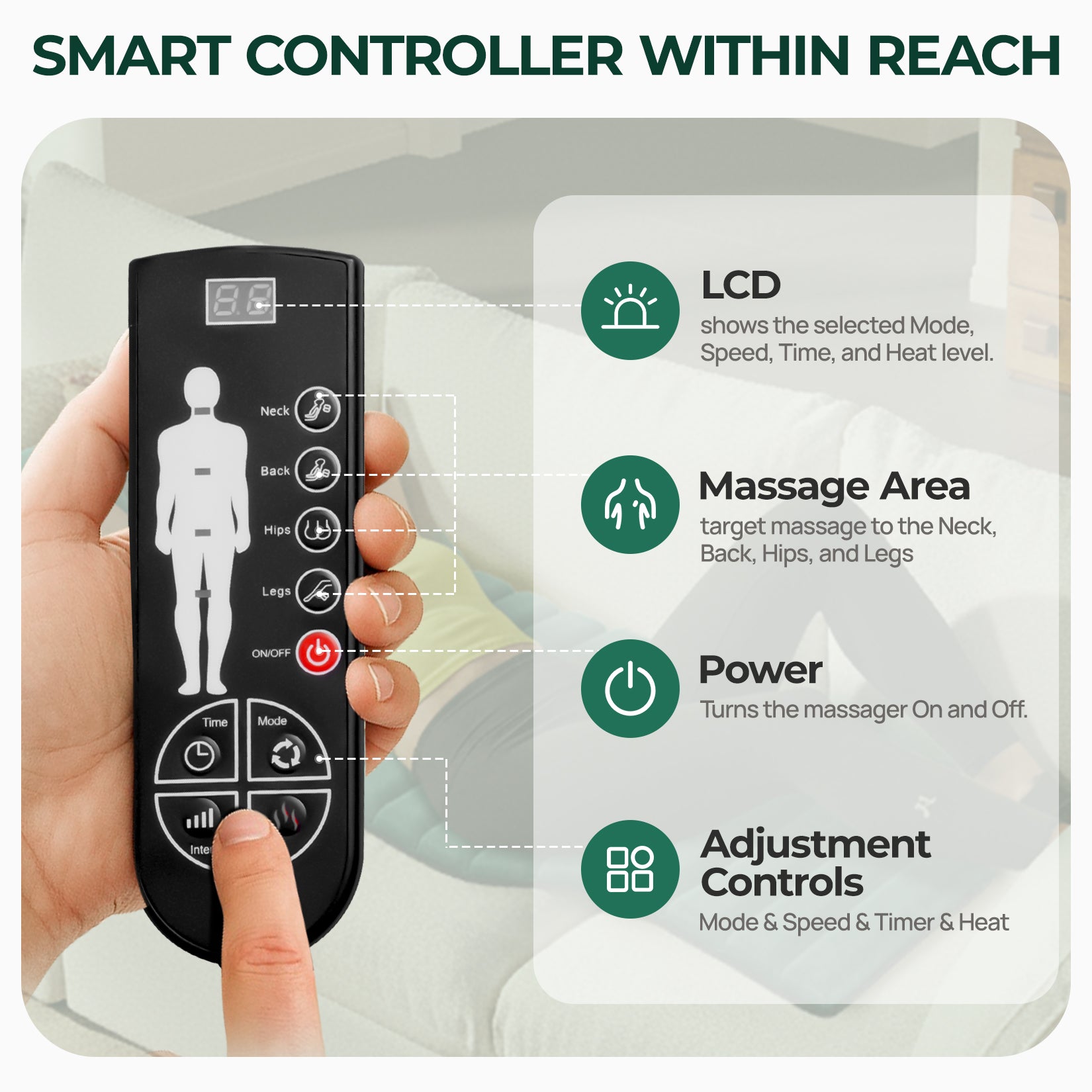 Himouta Full Body Massage Mat with Heat, Massage Chair Pad for Neck, Back, Waist, Legs