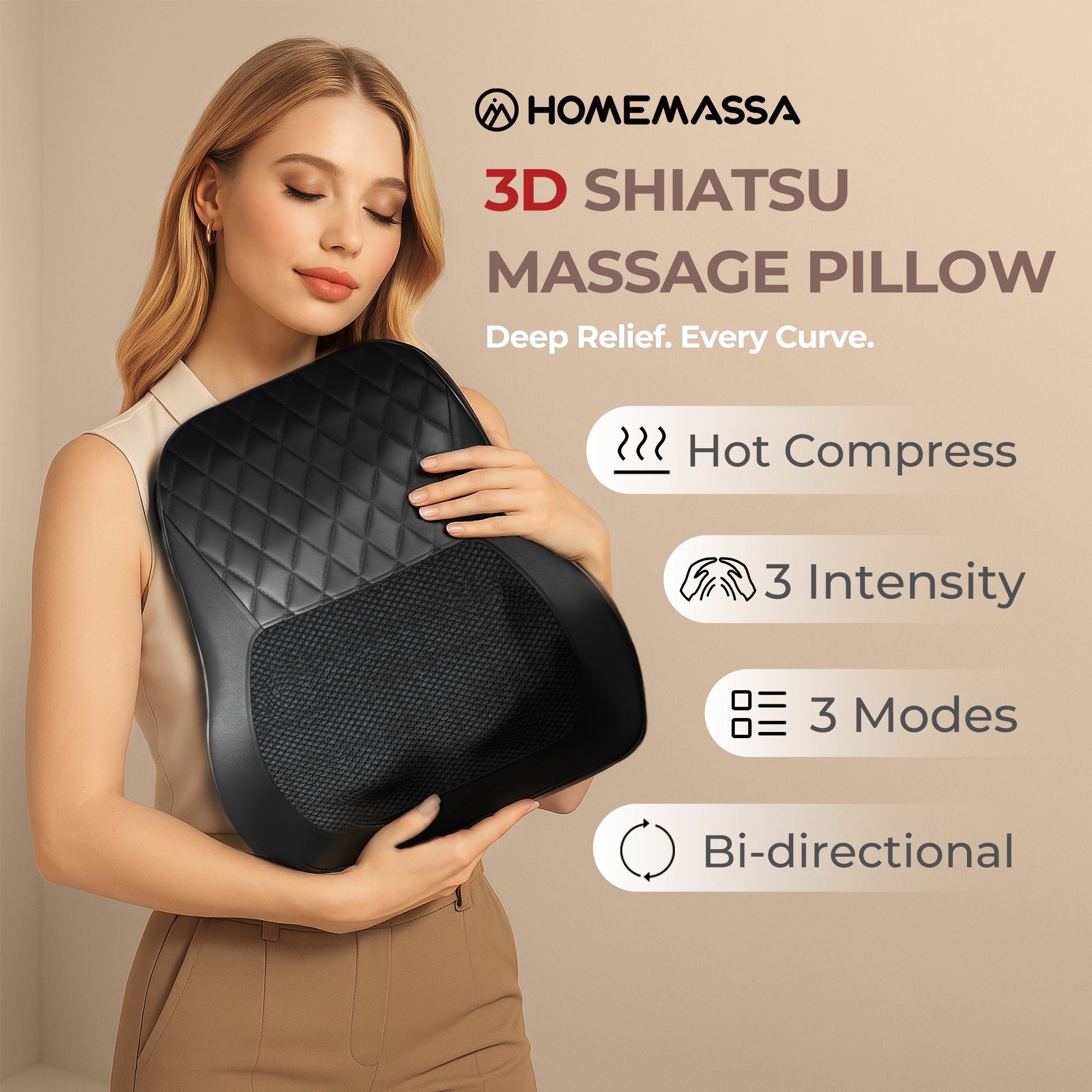 Himouta Shiatsu Back Massager with Heat, Massage Pillow for Back, Neck, Shoulder, Leg Pain Relief Deep Tissue