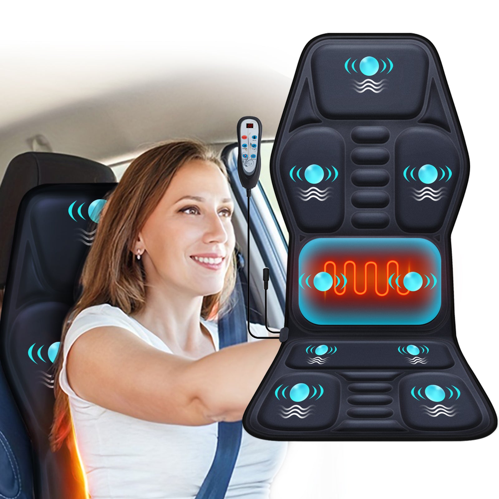 Himouta Vibration Massage Cushion- Heat Massage Chair Pad for Car & Home Use
