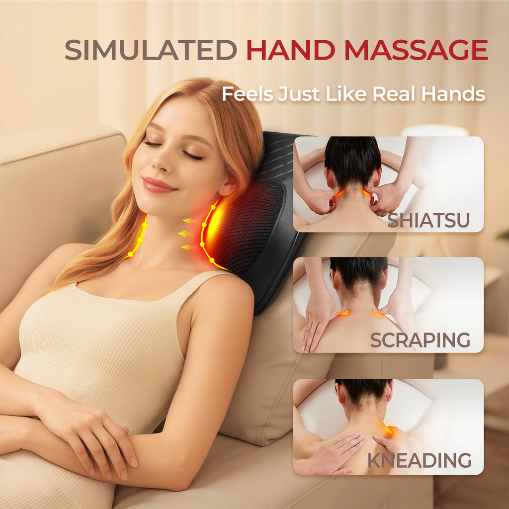 Himouta Shiatsu Back Massager with Heat, Massage Pillow for Back, Neck, Shoulder, Leg Pain Relief Deep Tissue