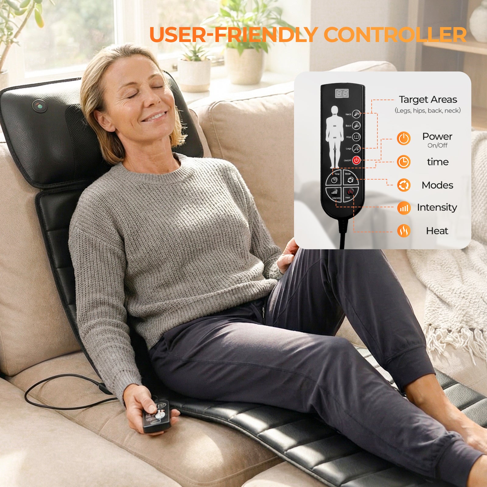 Himouta Full Body Massage Mat with Heat, Detachable Heated Vibration Massager Pad