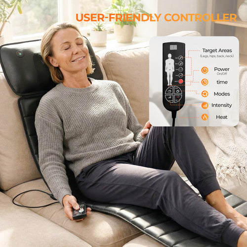 Himouta Full Body Massage Mat with Heat, Detachable Heated Vibration Massager Pad