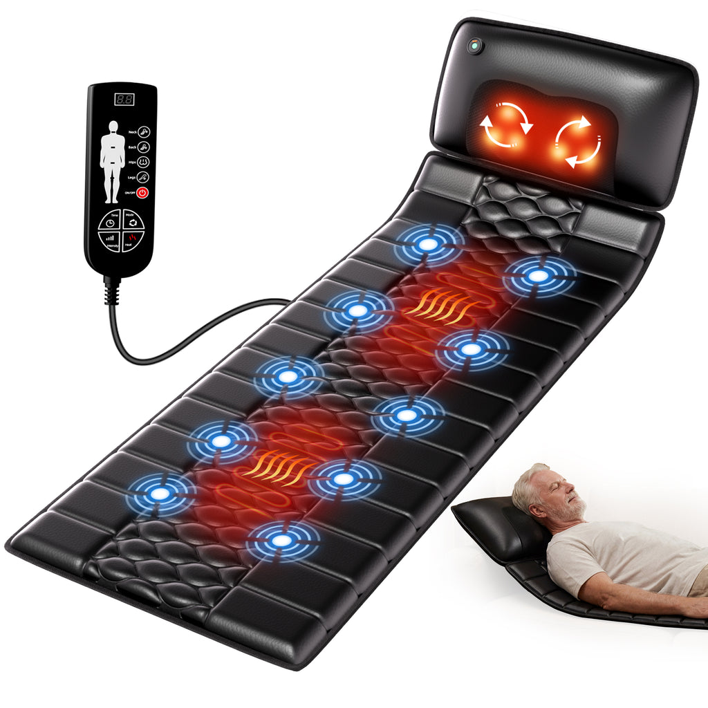 Himouta Full Body Massage Mat with Heat, Detachable Heated Vibration Massager Pad