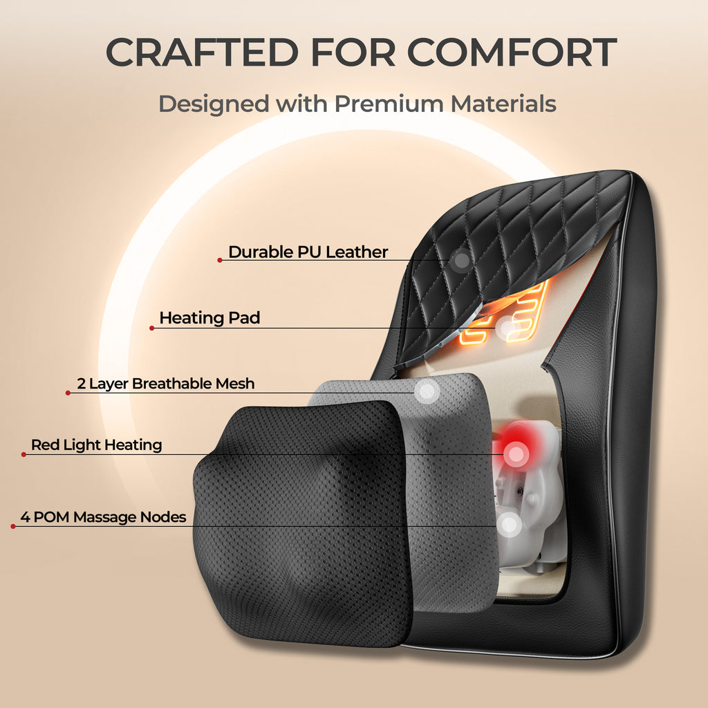 Himouta Shiatsu Back Massager with Heat, Massage Pillow for Back, Neck, Shoulder, Leg Pain Relief Deep Tissue