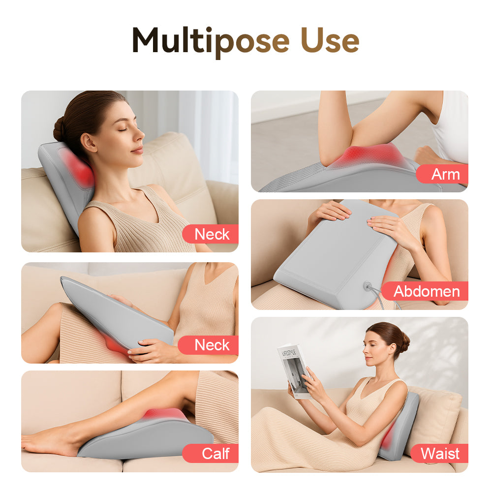 Himouta Back Massager with Heat, 3D Kneading Massage Pillow for Back, Neck, Shoulder, Leg