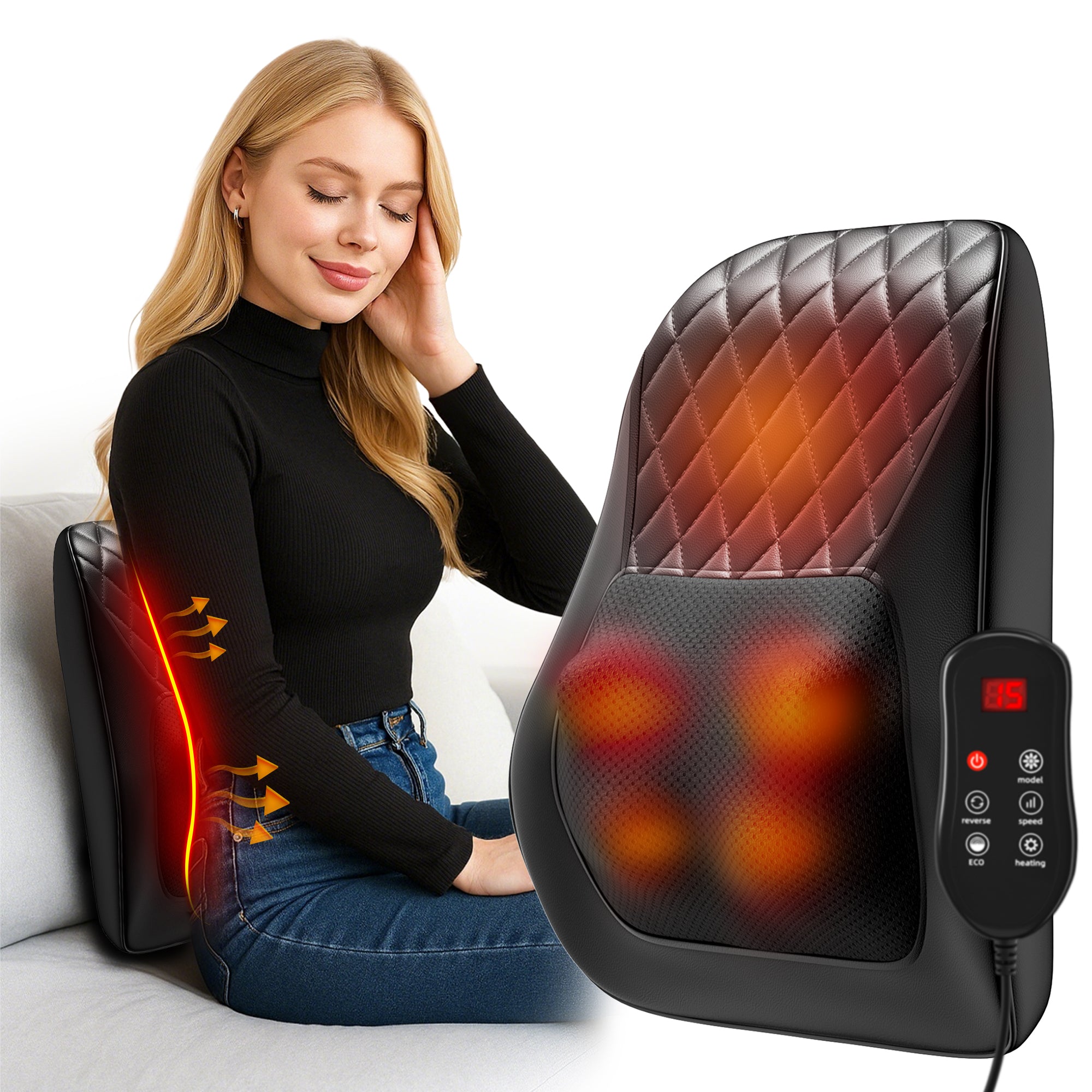 Himouta Shiatsu Back Massager with Heat, Massage Pillow for Back, Neck, Shoulder, Leg Pain Relief Deep Tissue