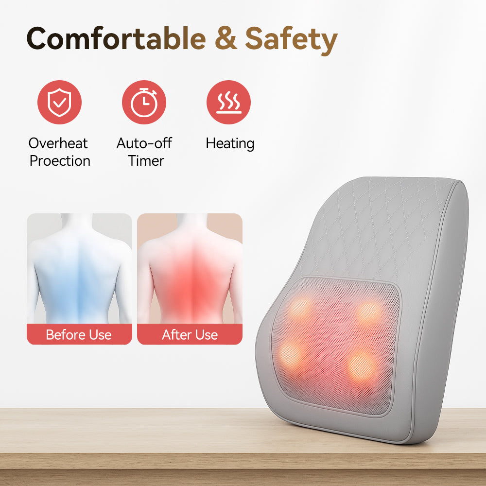 Himouta Back Massager with Heat, 3D Kneading Massage Pillow for Back, Neck, Shoulder, Leg