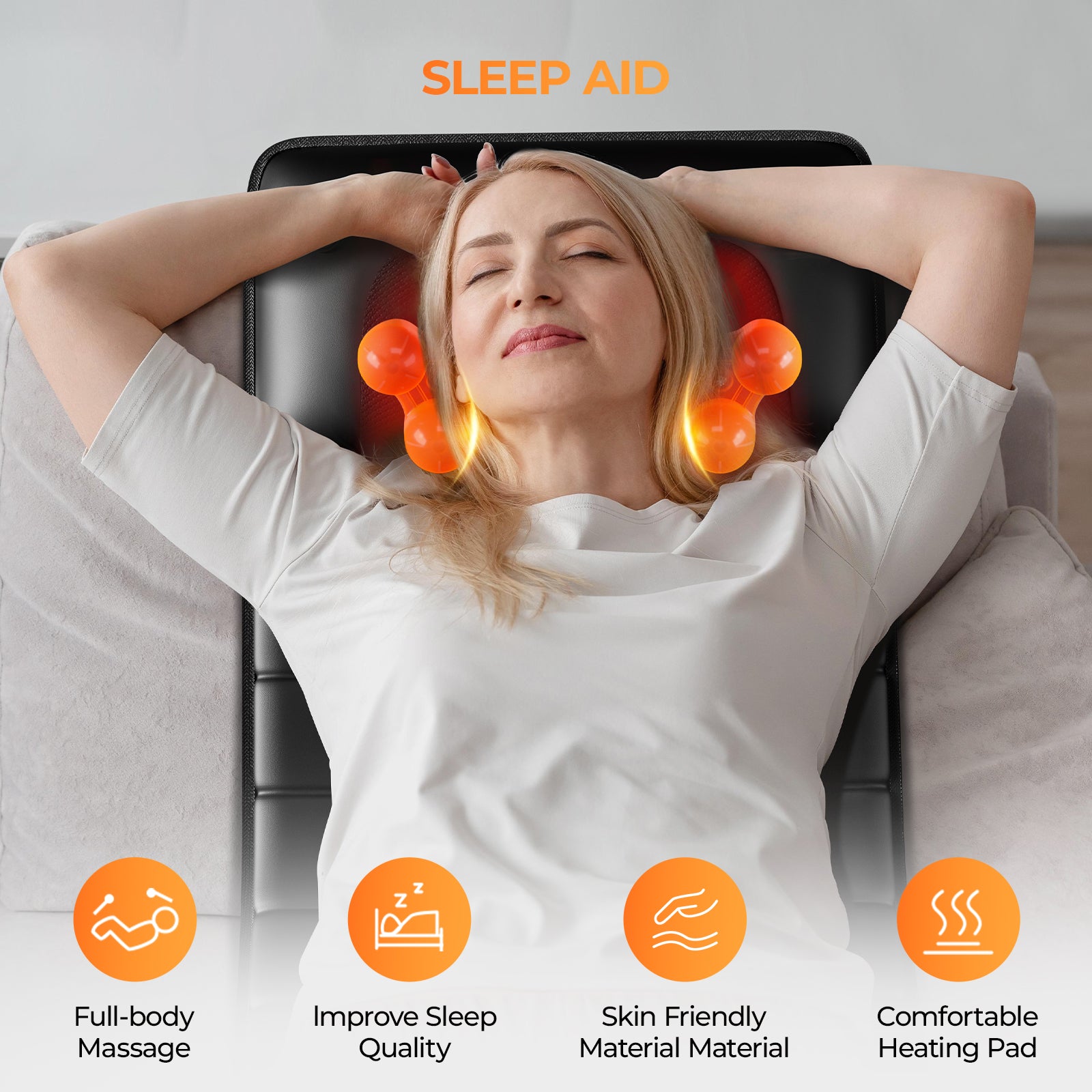 Himouta Massage Mat with Detachable Neck Massager,Vibrating Back Massager Pad