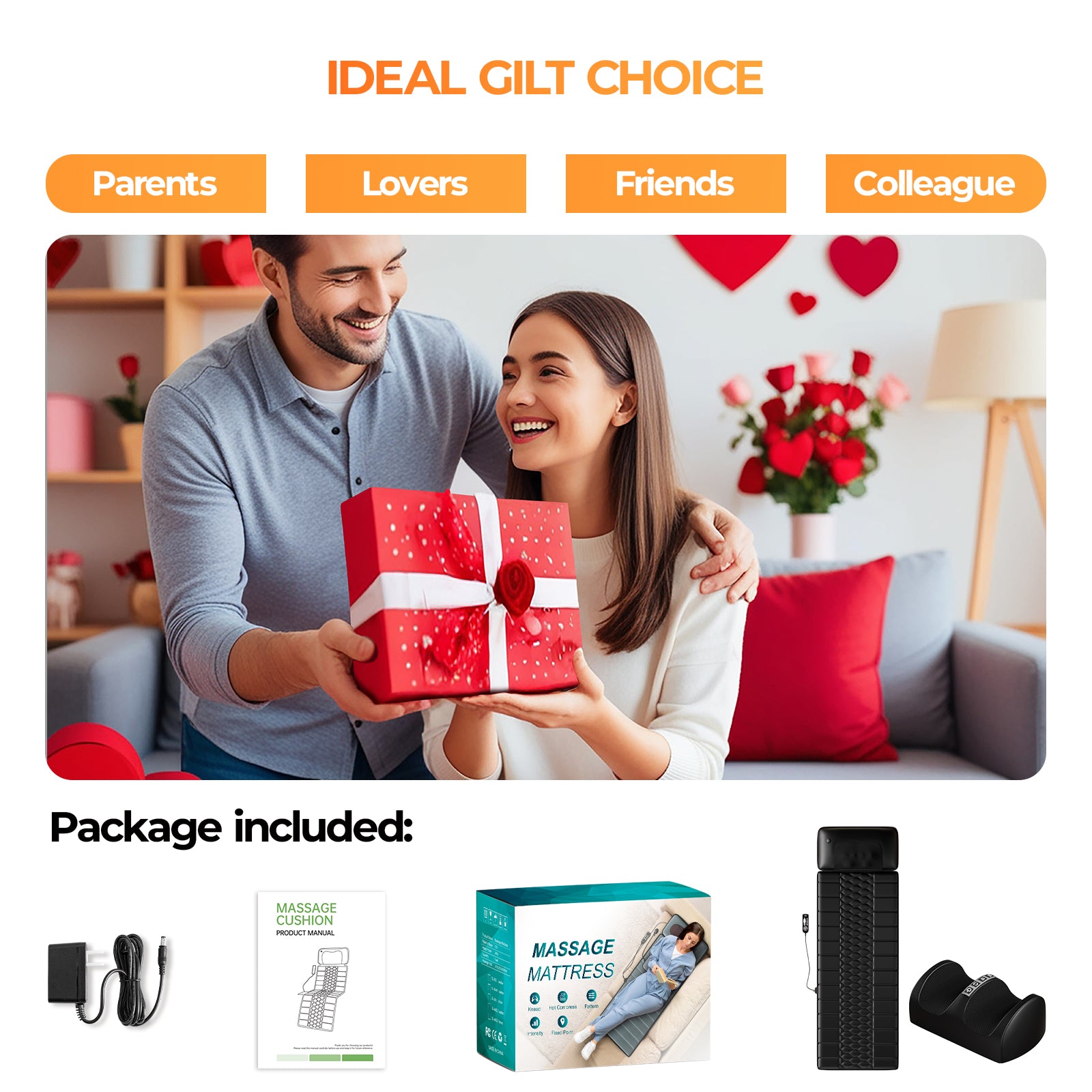 Himouta Full Body Massage Mat with Heat, Detachable Heated Vibration Massager Pad