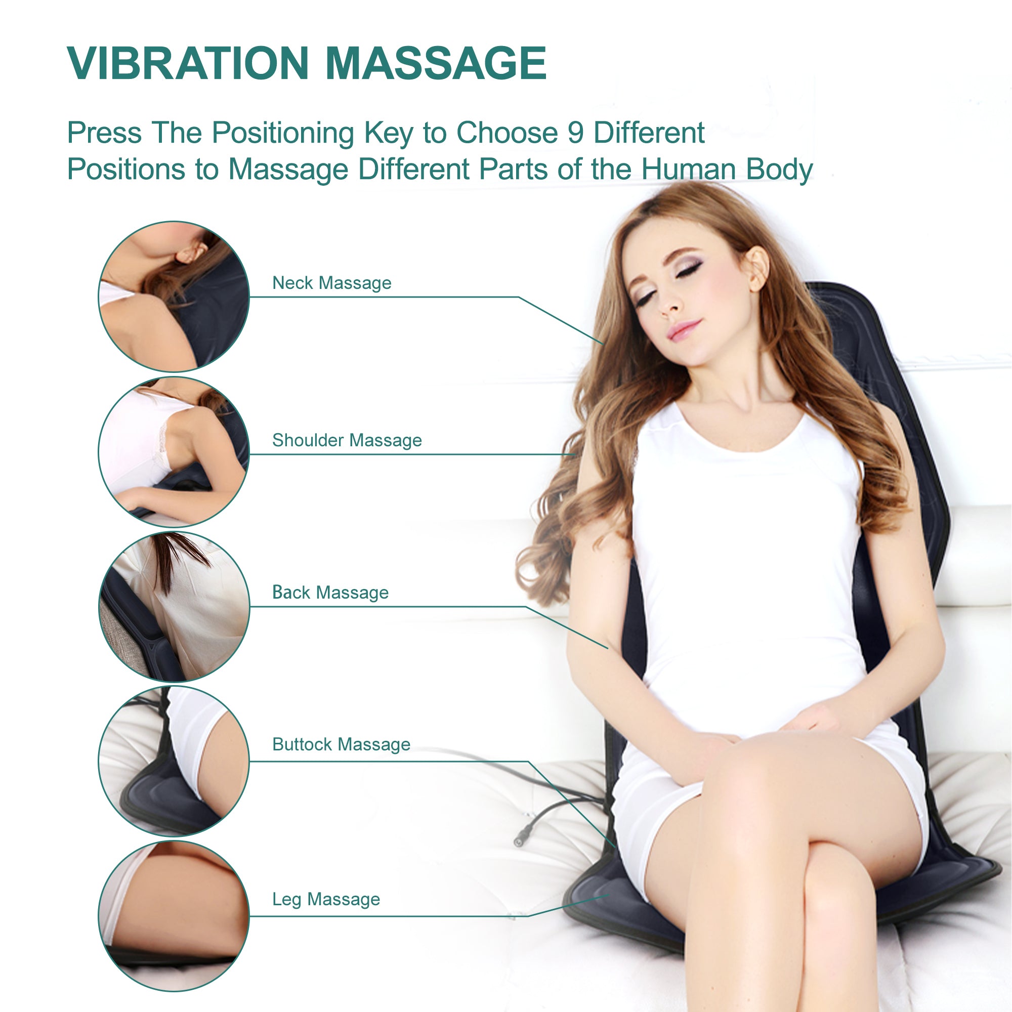 Himouta Vibration Massage Cushion- Heat Massage Chair Pad for Car & Home Use