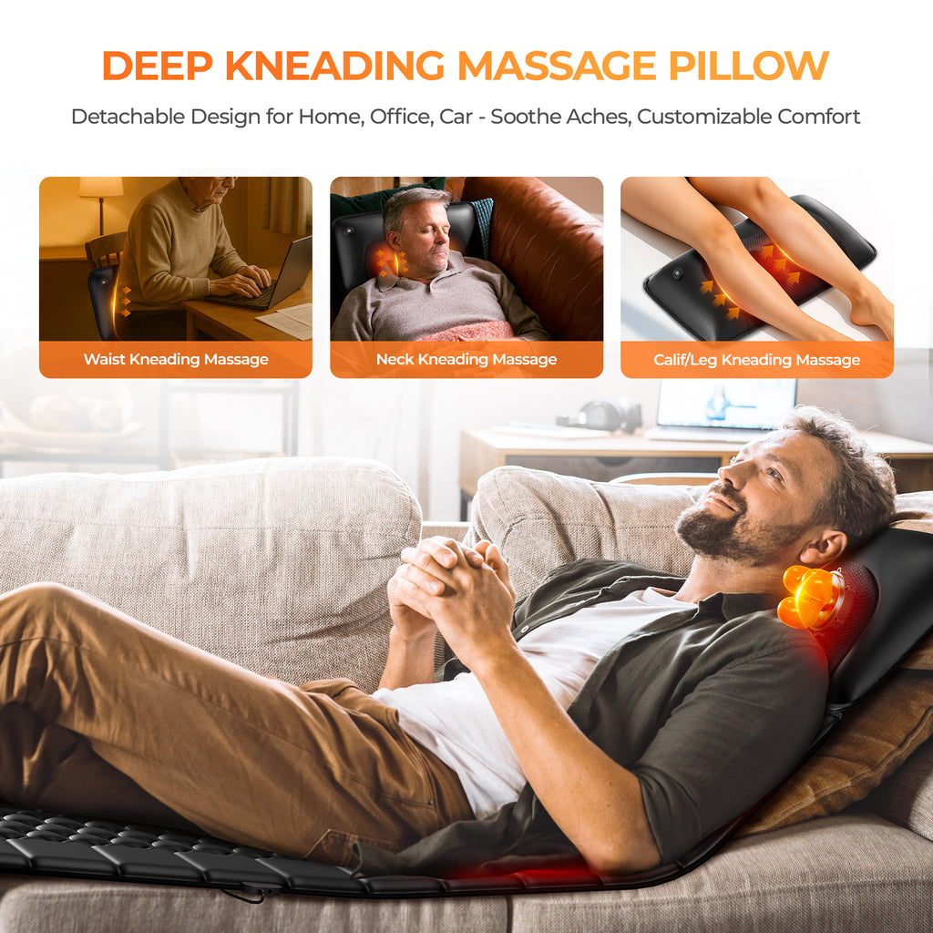Himouta Massage Mat with Detachable Neck Massager,Vibrating Back Massager Pad