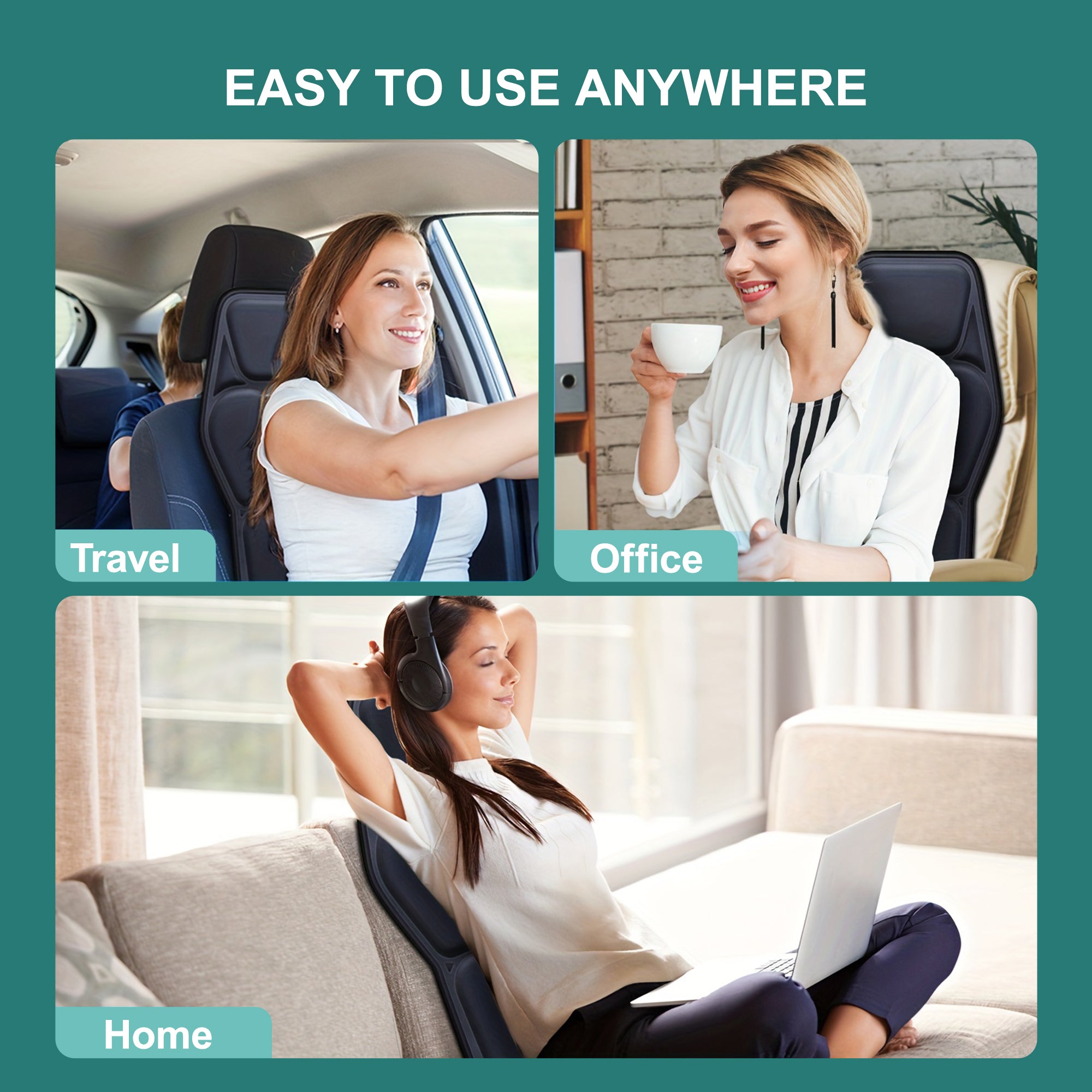 Himouta Vibration Massage Cushion- Heat Massage Chair Pad for Car & Home Use